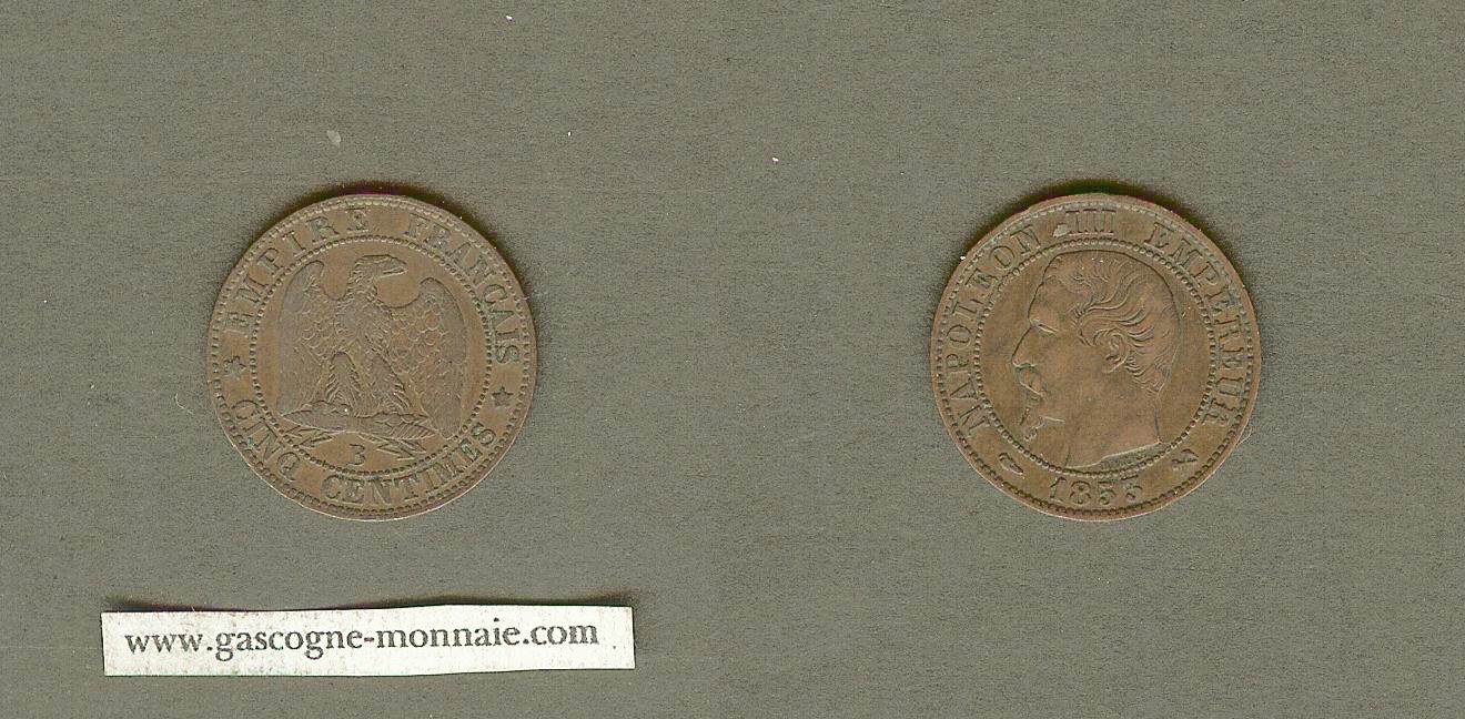 5 centimes Napoleon III 1853B EF